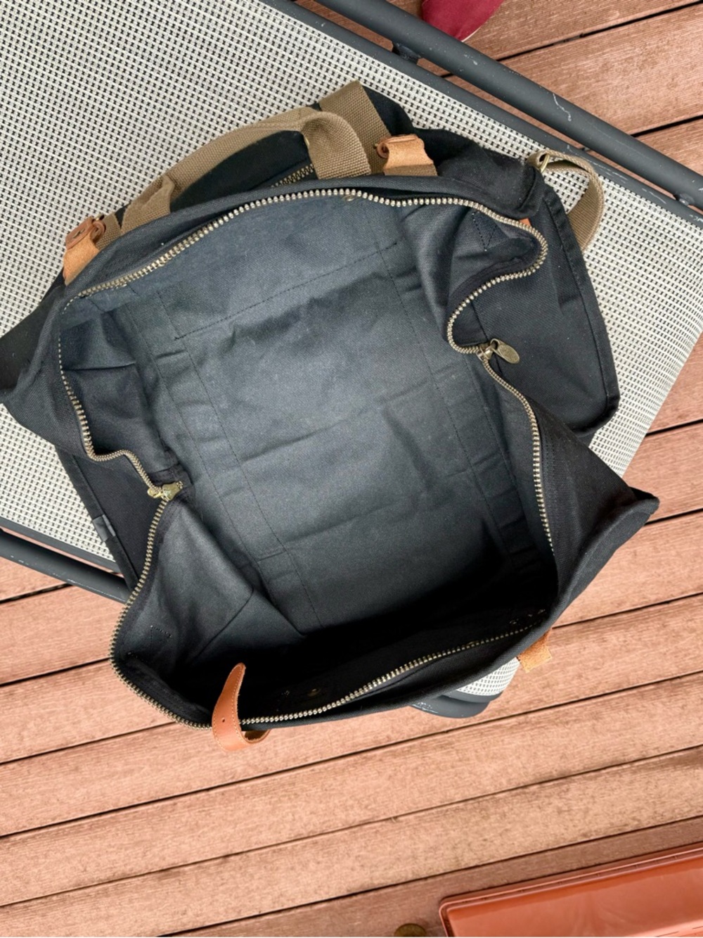 Dakota by Tumi Ballistic Nylon and Leather Duffel Bag, Black, 21”x14” - Picture 8 of 10
